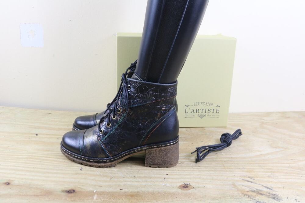 New L'Artiste by Spring Step Boots 7.5 Fallinluv Leather Lace-Up Bordeaux Boho